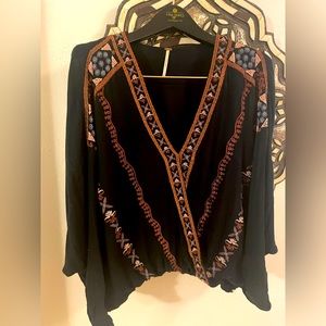 Free People boho beaded blouse size S/P